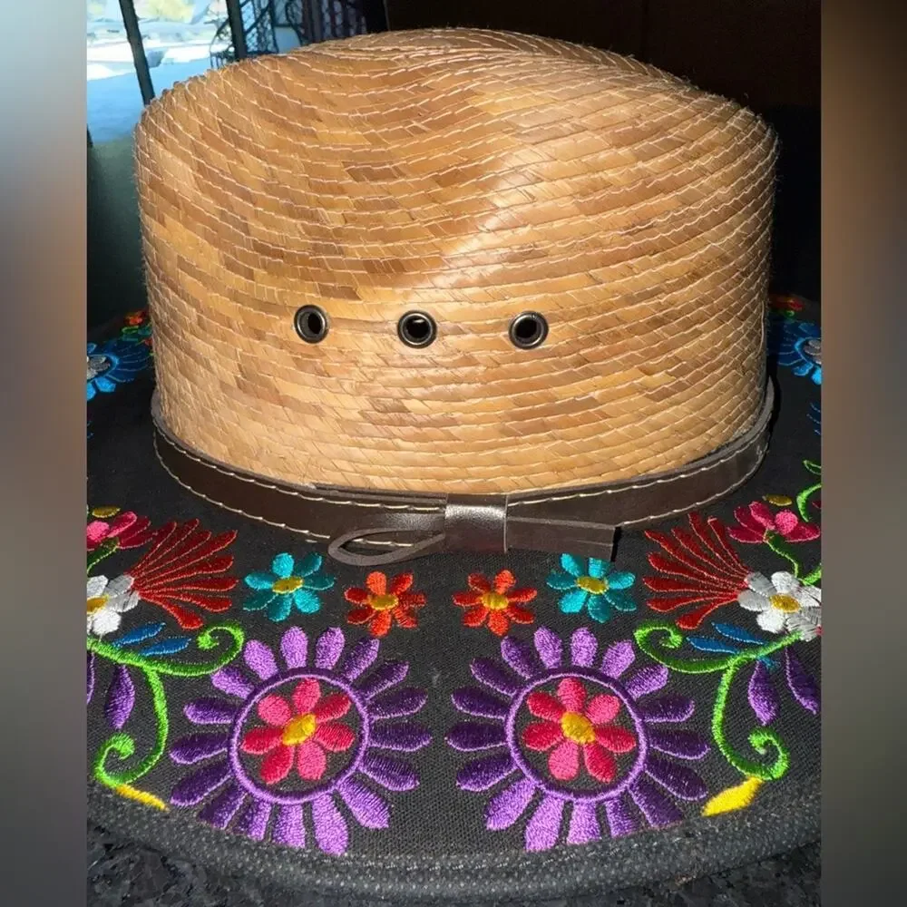 NEW artesanal embroided made in mexico Embroidered Floral Women's Hat ONE SIZE